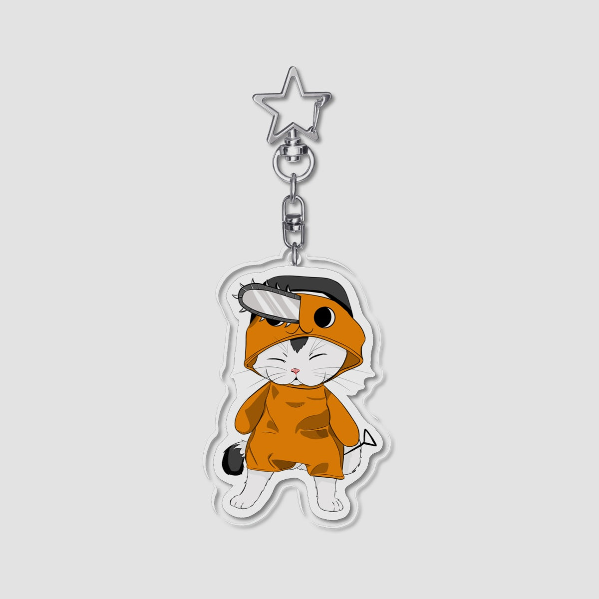 Meowy in a Pochita costume Acrylic Keychain Baddiebbear