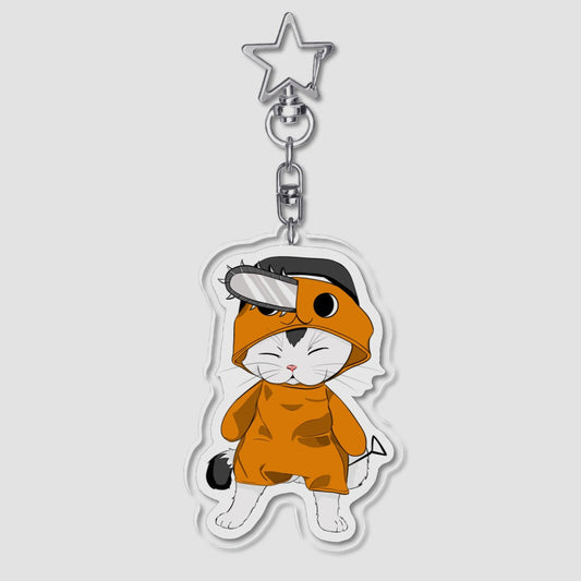 Meowy in a Pochita costume Acrylic Keychain Baddiebbear