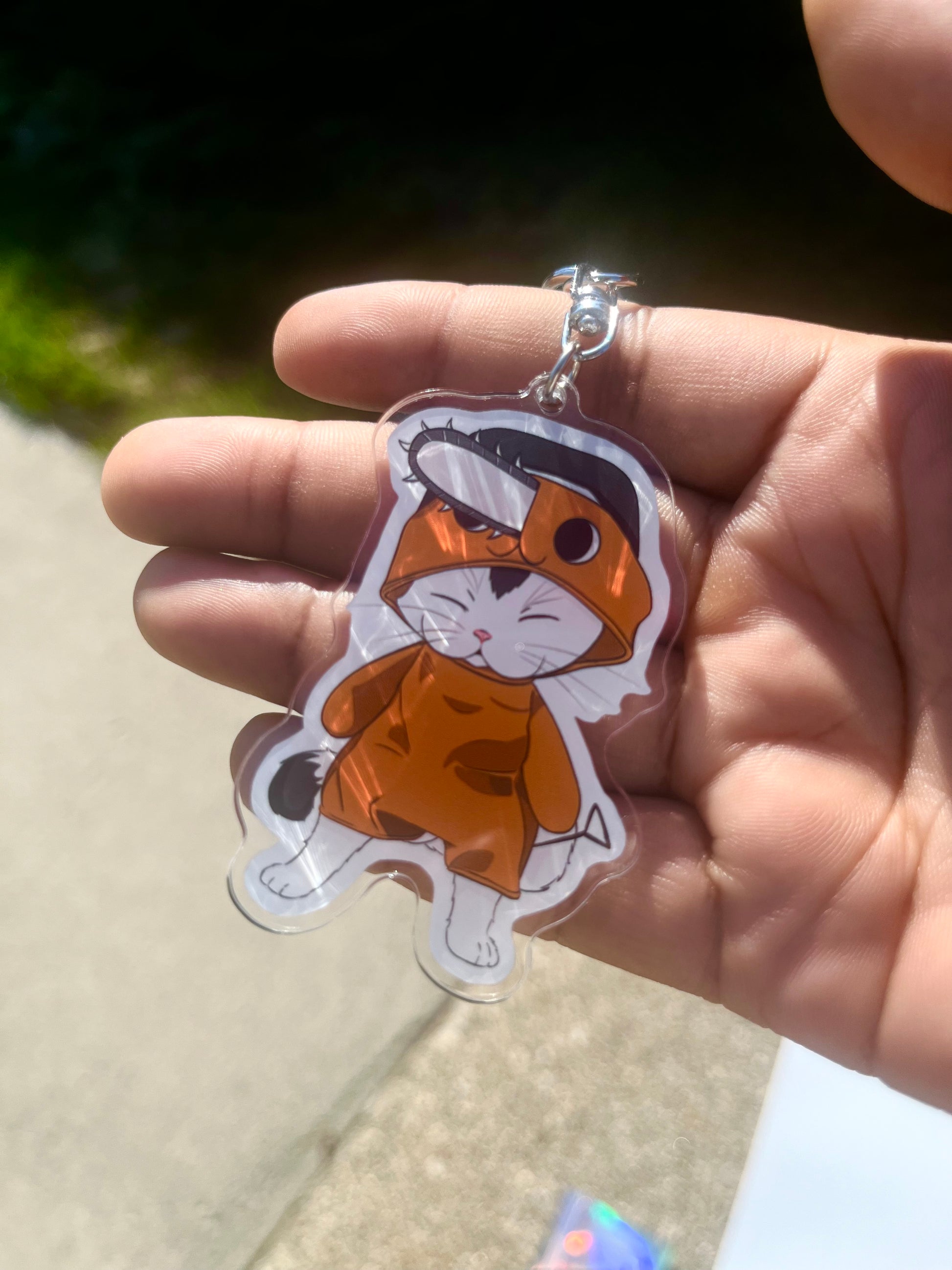 Meowy in a Pochita costume Acrylic Keychain Baddiebbear