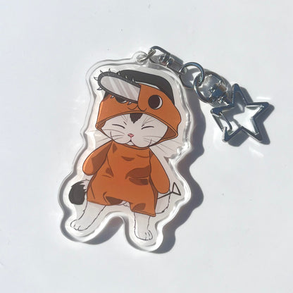 Meowy in a Pochita costume Acrylic Keychain Baddiebbear