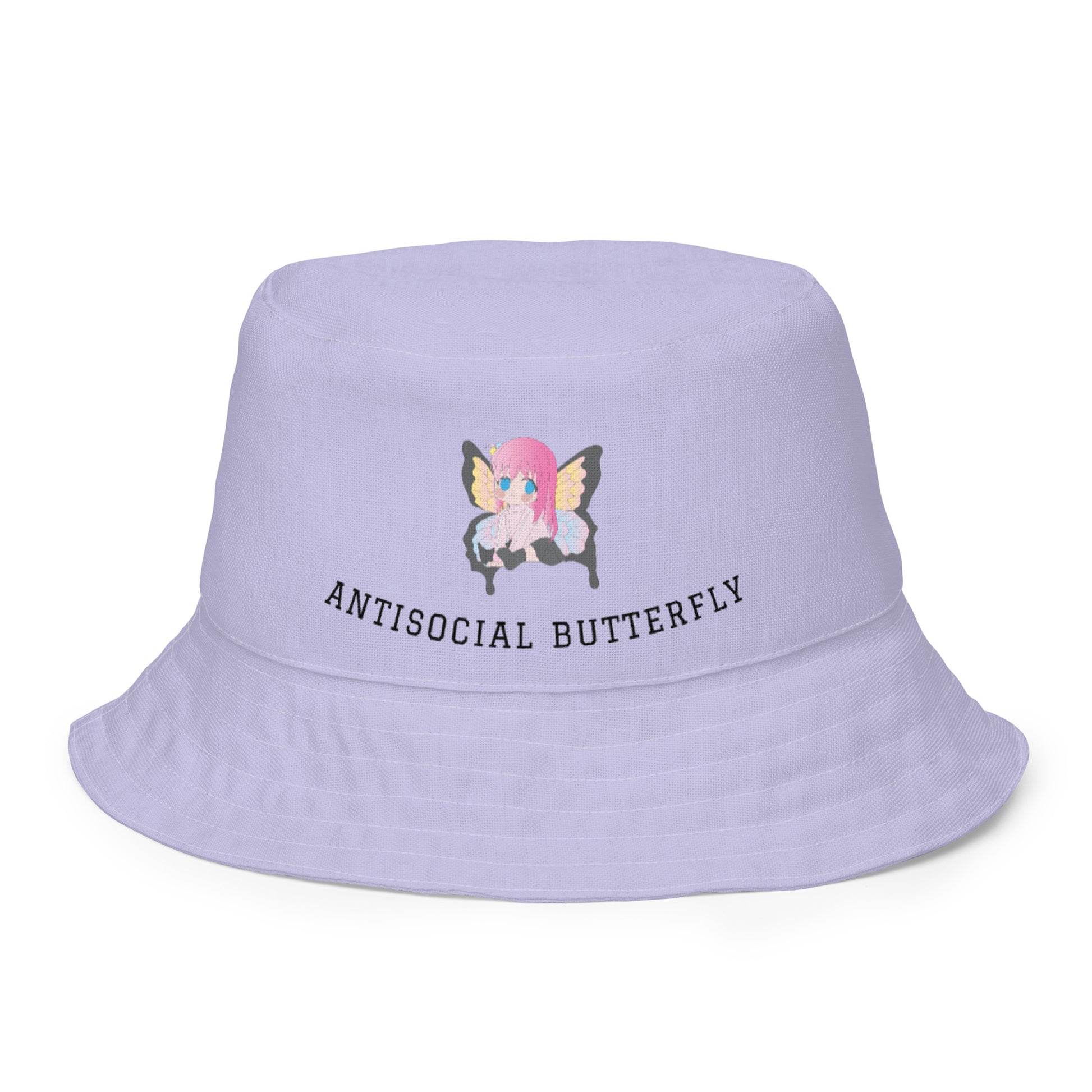 Lilac: ANTISOCIAL BUTTERFLY BUCKET HAT Baddiebbear