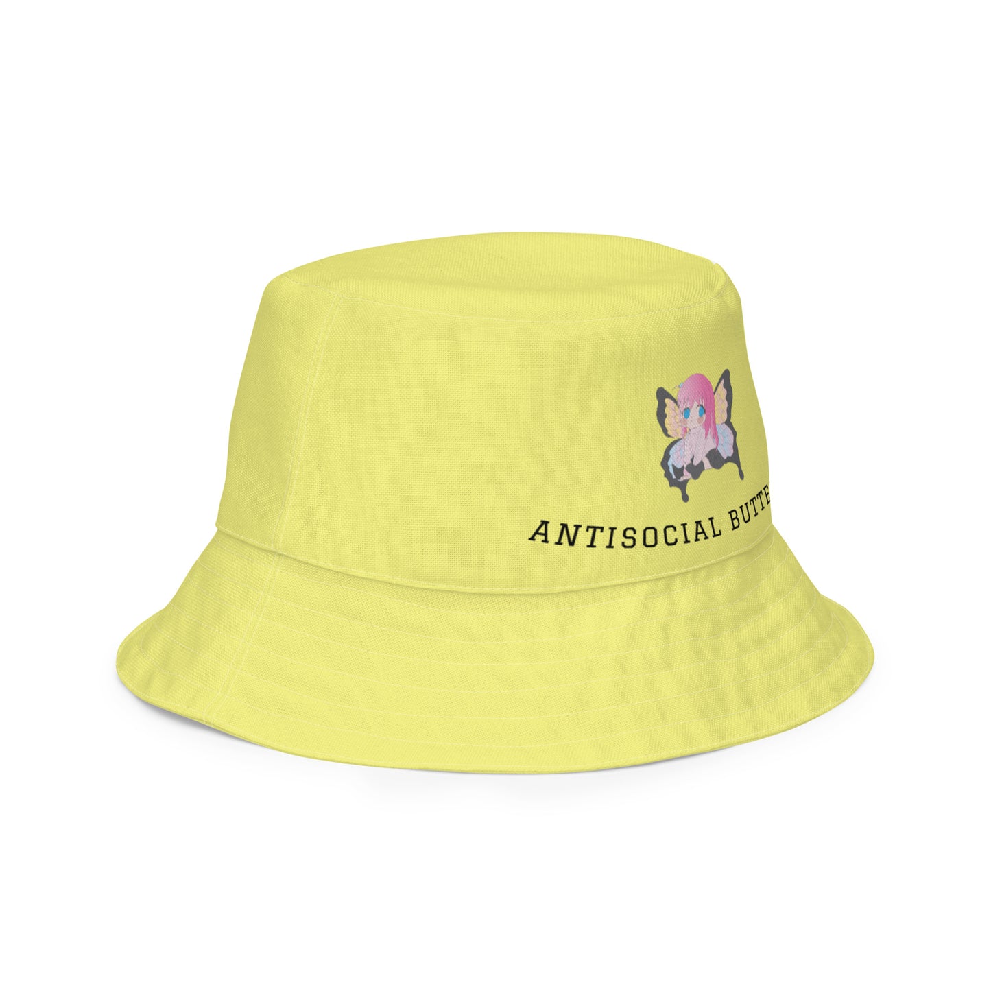 Yellow: ANTISOCIAL BUTTERFLY BUCKET HAT Baddiebbear