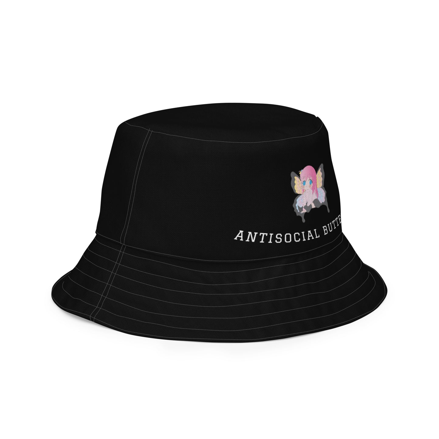 Black: ANTISOCIAL BUTTERFLY BUCKET HAT Baddiebbear