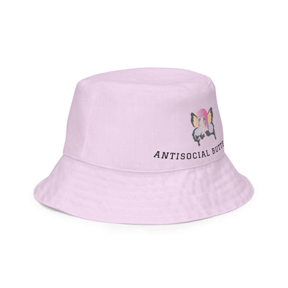 Pink: Antisocial social butterfly bucket hat Baddiebbear