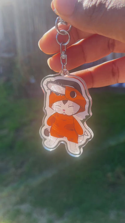 Meowy in a Pochita costume Acrylic Keychain